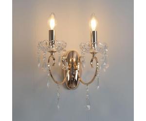 KosiLight - Baroque Wall Light - 2 Crystal Lights Gold Pavia - Gold/Brass - 220/230V 50/60Hz - Metal - IP20 - Compatible with A