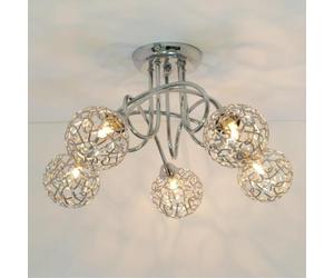 KosiLight - Ceiling Light - Design 5 Spheres Aphyse - Silver/Chrome - 220/230V 50/60Hz - Metal and Aluminum - IP20 - Compatible with A
