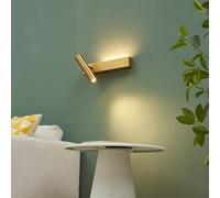 KOSILUM - Brass Left Side Wall Light with Switch - Lodvi - Warm White Light for Living Room, Bedroom, Kitchen, Hallway - 10 W + 5 W - 1718 lm - Integrated LED - IP20