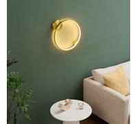 KOSILUM Ceira Minimalist Brass Circle Wall Light 40 cm Dimmable Warm White Light Living Room Bedroom Kitchen Hallway 12 W 1760 lm Integrated LED IP20