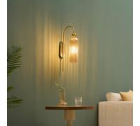 KOSILUM - Golden Bell Light - Textured Amber Glass - Leonora - Warm White Light for Living Room Bedroom Kitchen Hallway - 1 x Max 40W - - E14 -