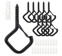 KOSINGNA 10 PCS er Hooks with Safety Buckle, Windproof Screw Hooks for Outdoor String Lights, Ceiling Outdoor Hooks for Plants, Lights & Patio Lights, Black