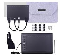 KOSINGNA 10x6 Inch Professional Graphics Drawing Tablet 12 Express Keys with 8192 Levels Battery- Stylus/30pcs Nibs/Pen Clip/2pcs OTG Cable/Copy Film/Hand Feeling Film/Protective Bag/Glove Support