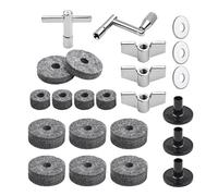 KOSINGNA 23pcs Cymbal Replacement Accessories Drum Parts with Cymbal Stand Felts Drum Cymbal Felt Pads Include Wing Nuts Washers Cymbal Sleeves and Drum Key