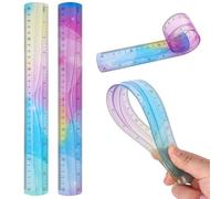 KOSINGNA 2pcs Flexible Rulers for School, 12 Inch/30 cm Bendable Rulers Soft Plastic Bendy Ruler Bulk Gradient Colorful Flex Ruler Set with Inches and Metric for Students Kids Classroom Office