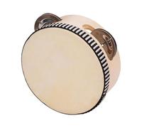 KOSINGNA 4 Inch Wooden Hand Tambourine with Metal Single Row Jingles Drum Skin Tambourines Entertainment Musical Timbrel for Adults Kids Dancine Singing Party