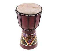 KOSINGNA 6in African Djembe Drum Hand-Carved Solid-Wood -Skin Traditional African Musical Instrument