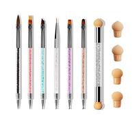 KOSINGNA 6Pcs Nail Art Brushes Dual-end Nail Painting Dotting Pen 1Pcs White Nail Gradient Sponges Brush 4 Sponge Head