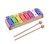 KOSINGNA 8-Note Colorful Xylophone Glockenspiel Percussion Musical Instrument Toy Birch 304 Stainless Steel Material for Kids Children with Wooden Mallets