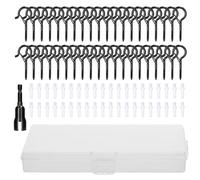 KOSINGNA Black Metal Screw Hooks Set Hooks for Outdoor String Lights Q-er Screw Hook and Expansion Tube Kit