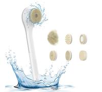 KOSINGNA Electric Body Brush Back Scrubber for Shower Type-C IPX7 Waterproof 3 Gears 6-in-1 Shower Brush Heads Cordless Exfoliating Bath Brush with Long Handle Deep Cleansing for Shower Bathing