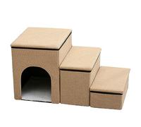 kosingna Pet Stas Foldable Dog Steps Comfortable and Durable Three-in-one Design Stas with Storage and Pet House 3-Step Pet Stas Non-Slip Dog Ramp for Small Dogs and Cats or Pets