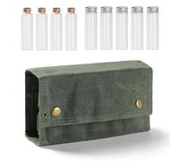 KOSINGNA Portable Camping Condiment Bottle Storage Bag Mini Canvas Seasoning Storage Bottle Pouch with 9 Bottle for Outdoor Barbecue Cooking