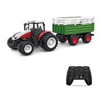 KOSINGNA Remote Control Tractor, 1 : 24 Scale 2.4Ghz Remote Control Tractor Toy with Trailer Gripper Hay Bales Screwdriver Cows