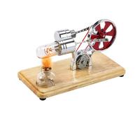 KOSINGNA Stling Engine Kit Electricity Generator Hot A Motor Model Physical Generator Model with LED Light Flywheel Design Science Experiment Wooden Base DIY Education Toy for Teacher Adults Kids Scho