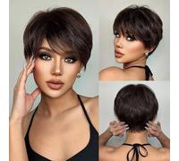 KOSINGNA Women's Wig Short Layered Pixie Cut Wigs with Ha Bangs Natural-looking Fluffy Ha Wig High-Temperature Synthetic Wig Comfortable and Breathable with Ha Net