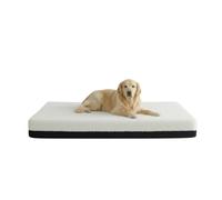 Kosiproducts Waterproof Dog Bed Mattress, Foam, 300gsm Soft Polyester Sherpa Fleece Fabric, Cage Crate Mat, Pet Bed, Removable and Washable Cover [114cm x 75cm x 10cm, White]