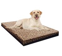 Kosiproducts Waterproof Dog Bed Mattress Non Slip Removable Washable Anti Pill Fleece Fabric Leopard Print 84cm x 65cm 10cm