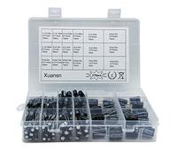 Kosiy Electrolytic Capacitor 4.7uF 47uF 470uF 10V 16V 25V 50V 63V 100V 160V 200V 250V 400V 450V Capacitors Kit 18Value 270Pcs for Repair Household Appliances Communication Equipment Electronic Toy