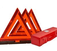 Kosiy Foxfire F3TK Roadside Safety Reflective Warning Triangle, DOT Approved with Weighted Base and Case, Collapsible, 3 Pack