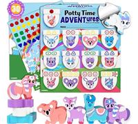 Kosiy LIL ADVENTS Potty Time Adventures Potty Training Game - 14 Wood Block Toys, Chart, Activity Board, Stickers and Reward Badge for Toilet Training - Unicorn Friends