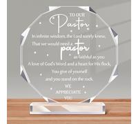 Kosiz 1 Pcs Pastor Appreciation Gifts for Men Thank You Gift Acrylic Keepsake Christian Plaque for Man of God Pastor Religious Church Tabletop Decor