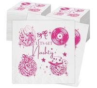 Kosiz 100 Pcs Funny Let's Get Nashty Napkins Nashville Bachelorette Party Supplies Decorations Pink Disco Cowgirl Western Party Birthday Decoration