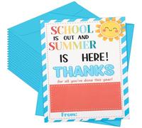 Kosiz 12 Pack Teacher Appreciation Gift Card With envelope Teacher Coffee Gift Card for Teachers Appreciation W nd of Year Graduation Gifts(Sunshine Style,Blue)