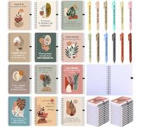 Kosiz 24 Pcs/12 Set Positive Affirmation Gifts Gratitude Spiral Notebooks with Pens Motivational Encouragement Notepads Daily Affirmations Journal for Women Christmas Holiday Gifts (Plant)