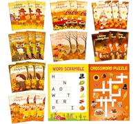 Kosiz 24 Pcs Fall Activity Book for Kids Fall Party Favors Mini Games Coloring Book Set Bulk Mazes Word Search Word Scramble Games for Thanksgiving Birthday Party Goodie Bags Fillers Classroom Favor