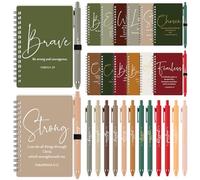 Kosiz 24 Sets Inspirational Christian Gifts Bulk with Christian Notebooks Prayer Journals and Encouragement Ballpoint Pens Spiral Bible Journals for Pastors Appreciation Day Gifts Church (Retro Color)