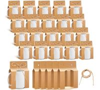 Kosiz 36 Pcs Mug Boxes Sublimation Gift Bags with Window Gift Packaging Box for 15oz Brown Mugs