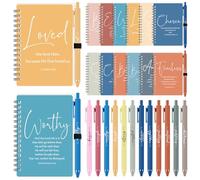 Kosiz 36 Sets Inspirational Christian Gifts Bulk with Christian Notebooks Prayer Journals and Encouragement Ballpoint Pens Spiral Bible Journals for Pastors Appreciation Day Gifts Church (Bright Color