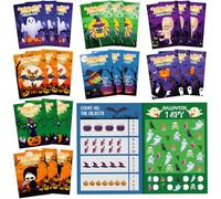Kosiz 48 Pcs Halloween Activity Books for Kids Mini Games Coloring Book Set Bulk Mazes Word Search Word Scramble Game for Halloween Party Favors Gift Goodie Bag Fillers