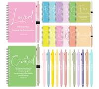 Kosiz 48 Sets Christian Gifts Bulk Inspirational Prayer Journals with Pens A6 Spiral Bible Notebook Religious Easter Gift for Women Men Church Members Bible Study Groups (Easter Color)