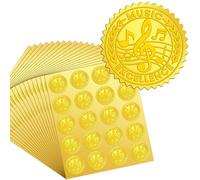 Kosiz 500 Pcs Music Note Gold Foil Certificate Seals 1.5 Inch Embossed Excellence Self Adhesive Gold Achievement Stickers for Award Invitations Certification Graduation Celebration