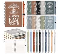 Kosiz 60 Pcs Christian Gift Bulk Prayer Journal Bible Verse Spiral Notebook with Christian Ballpoint Tree of Life Religious Church Gift for Women Men Sunday School Retreat Pastor (Boho Color)