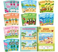 Kosiz Activity Book for Kids Games Coloring Book Mazes Word Search Scramble Game for Birthday Party Goodie Bags Classroom Favors (24 Pcs,Summer)