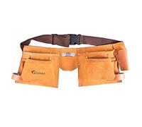 Kosma 11 Pocket Tool Storage Belt Apron - Leather Electrician Pouch with Hammer Holder