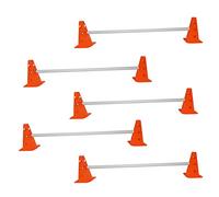 Kosma 15Pc Adjustable Agility Hurdle set - 10Pc Traffic Cones 9" with 12 holes Orange colour, 5Pc White Hurdle Poles 40 Inch Length - In Carry Bag