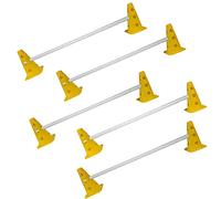 Kosma 15Pc Adjustable Agility Hurdle set - 10Pc Traffic Cones 9" with 12 holes Yellow colour, 5Pc White Hurdle Poles 40 Inch Length - In Carry Bag