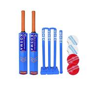 Kosma 2 Player Kwik Cricket Set with bag | 2 Cricket Bats No 3 (28”) & No 5 (30”) | 4 x Wind Balls | Wicket set with Bails & Stand | Target Stump with stand | Turquoise Blue Colour