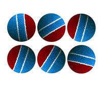 Kosma 6pc Cricket Practice Tennis Ball set (Red/Blue) Center Seam