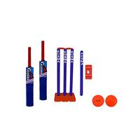 Kosma Junior Kwik Cricket Bat set with Carrying Bag | 2 Crazy Cricket Bat No 2 (26”) with 2 x Cricket Practice Balls, Wicket Sets with Target Stump & a Carrying Bag - Red & Royal Blue Colour