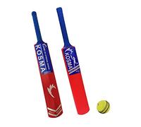 Kosma Kwik Cricket Bat set with 1 Wind ball with seam | Junior Crazy Cricket Bat No 6 (31”) with Cricket Ball | Cricket Coaching Equipment | Red & Blue