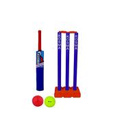 Kosma Kwik Cricket Set | Kids Cricket Set with bag | Cricket Bat No 1 (23”) | 2 x Balls | 3 Wickets set 13” with Bails & Stand Finished in a vibrant Red & Royal Blue Colour