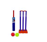 Kosma Kwik Cricket Set | Kids Cricket Set with bag | Cricket Bat No 1 (23”) | 2 x Balls | 3 Wickets set 13” with Bails & Stand Finished in a vibrant Red & Royal Blue Colour
