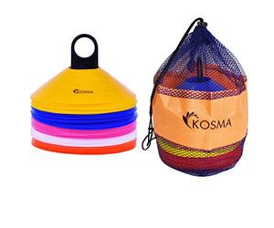 Kosma Pack of 100 Multi Sports Training Space Marker Cone Set with Carry Stand | Agility Training Cones - Assorted colours Yellow, Orange, white, Blue, Pink