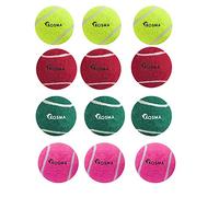 Kosma Pack of 12 Tennis Balls | Training Ball for Dogs, Super Bounce, Perfect for Begginer Cricket Training Practice | Cricket Balls - 3Pc Each Yellow, Red, Green, Pink