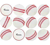 Kosma Pack of 12 Windball Cricket Ball | Indoor & Outdoor Soft Training Cricket Ball for Coaching Practice (White with Red Seam